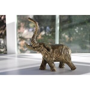 Vintage Brass Elephant Statue Figurine‎ Trunk Up Good Luck 7"